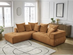 Divano angolare color senape (penisola a sinistra/a L) con rivestimento in ciniglia Whesley – Bobochic Paris