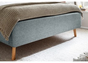 Letto matrimoniale imbottito blu polveroso con contenitore con rete inclusa 140x200 cm Lotte – Meise Möbel