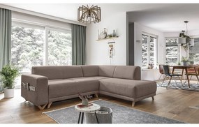 Divano angolare marrone allungabile e con contenitore (penisola a destra/a L) Classy Sophie – Miuform