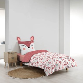 Set copripiumino e federa da bambini bianco/rosa in cotone per letto singolo 140x200 cm Bichette – douceur d'intérieur