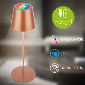 Briloner 7510013 - Lampada da tavolo dimmerabile LED RGB CALIDA, 2,5 W/5 V, IP44, batteria 1200 mAh, finitura bronzo