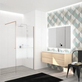 Box doccia walk-in Elidesign, vetro serigrafato 8 mm, L 120 cm x H 200 cm, profilo dorato