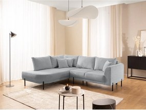 Divano angolare grigio chiaro (con penisola a sinistra/a L) con rivestimento in ciniglia Mauris – Ropez