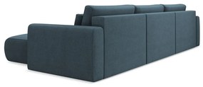 Divano angolare blu allungabile/con contenitore (a U) Kapua – Makamii