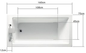 Kamalu - Vasca da bagno 130x70cm in acrilico bianco lucido | KM200