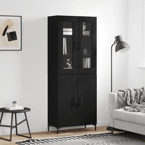Credenza Nera 69,5x34x180 Cm İn Legno Multistrato /