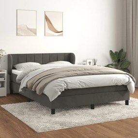 Giroletto A Molle Con Materasso Grigio Scuro 140x190 Cm Velluto /