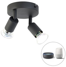 Faretto intelligente nero inclinabile rotondo incl. 2 GU10 Wifi - Jeany