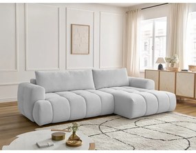 Divano angolare grigio chiaro allungabile e con contenitore (penisola a destra/chaise lounge) Fuji – Bobochic Paris