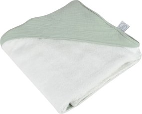 Asciugamano in mussola verde con cappuccio 75x75 cm - Bébé Douceur