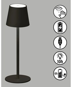 Lampada da tavolo dimmerabile a LED nera con sensore di movimento e paralume in metallo (altezza 38 cm) Tropea - Fischer &amp; Honsel