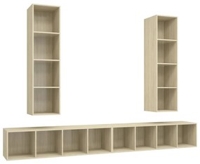 Mobile tv a parete 4 pz rovere sonoma in truciolato