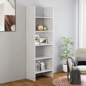 Libreria Bianco Lucido 60x35x180 cm in Legno Multistrato