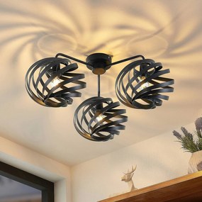 Plafoniera soffitto Niobano Lindby, dimmerabile, Nero, Soggiorno / Sala da pranzo, Metallo, Moderno, Plafoniera