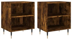 Comodini rovere fumo 2 pz 40x30x50 cm in legno multistrato