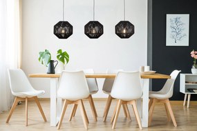 Lampadario Contemporaneo Vimini Acciaio Nero Tessuto 3 Luci E27