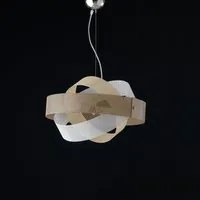 Lampadario Moderno 2 Luci Fasce Metallo Laccate Bianco e Tortora Serie Rete