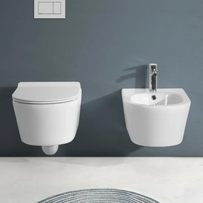 Wc sospeso bianco design tondo in ceramica con scarico Rimless Ukra