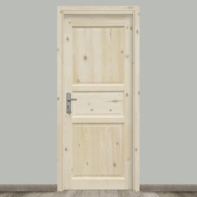 Porta interna a battente Acul in legno di pino grezzo colore beige, L 70 x H 210 cm, apertura reversibile