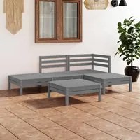 Set Salotto da Giardino 5 pz in Legno Massello di Pino Grigio 3082624