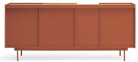 Cassettiera bassa in rovere decorato color mattone-naturale 180x78 cm Otto - Teulat