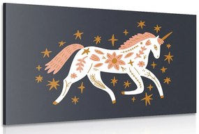 Stampa su tela – Unicorno fiabesco in stile folk