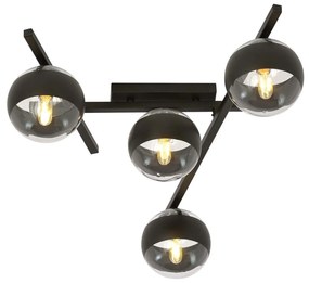 Plafoniera Moderna Teti Acciaio Nero 4 Luci E14 Ip20