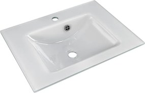 Lavabo da incasso rettangolare in vetro bianco H 1.5 cm