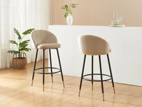 Sgabello da bar in Velluto e metallo Beige - Lotto di 2 - ELIRAM