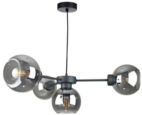 Lampadario a sospensione con filo KALIOPE 4xE27/60W/230V nero/fumé nero