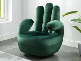 Poltrona a forma di mano girevole in velluto Verde scuro - CATCHY