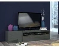 Mobile da soggiorno Porta TV, Made in Italy, Credenza per TV a 2 ante, Porta TV da salotto, cm 150x40h37, Antracite lucido