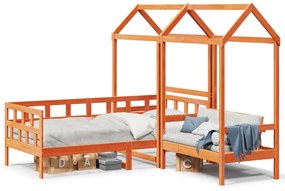Set Dormeuse Con Tetto Marrone Cera 90x200 Cm Massello Pino /