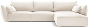 Divano angolare beige (con penisola a destra/con chaise lounge) con rivestimento in velluto Vanda – Mazzini Sofas