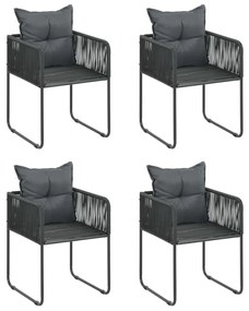 Set da pranzo da giardino 5 pz in rattan pvc nero