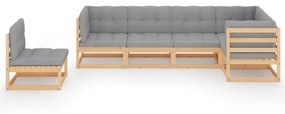 Set divani da giardino 6 pz con cuscini legno massello di pino