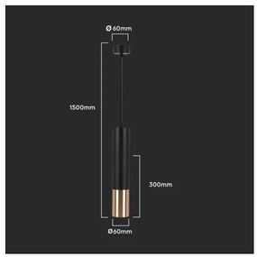 Lampadario a sospensione con supporto rigido 1xGU10/35W/230V 30 cm nero/oro