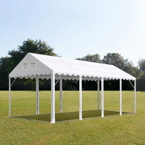 TOOLPORT Tendone per feste 4x8 m, senza teli laterali, telo in PVC, bianco, telaio di base - (1060)