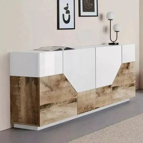 Credenza Alien Sideboard 200 - Bianco Laccato/Acero Pereira - Dimensioni 200 x 43 x 86 cm