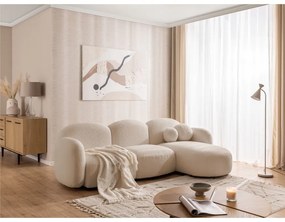 Divano angolare marrone chiaro (con penisola a destra/con chaise lounge) con rivestimento in bouclé Orbit – Ropez