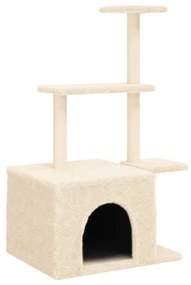 Albero per gatti con tiragraffi in sisal crema 110 cm