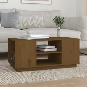 Tavolino Da Salotto Ambra 90x49x40,5 Cm Legno Massello Di Pino /
