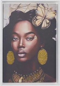 Quadro su tela con cornice moderno 67x97 cm con ritratto di donna africana