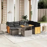 Set Divano da Giardino 8 pz con Cuscini Grigio in Polyrattan 3274077