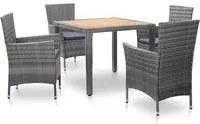 Set da Pranzo da Giardino 5 pz con Cuscini in Polyrattan Grigio 46022