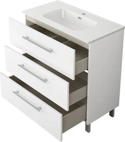 Base Remix 3 cassetti, L80 X P39 X H57.7 cm bianco lucido, con piedini