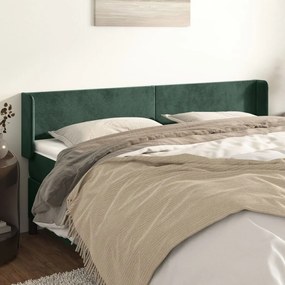 Testiera Ad Orecchio Verde Scuro 183x16x78/88 Cm İn Velluto /