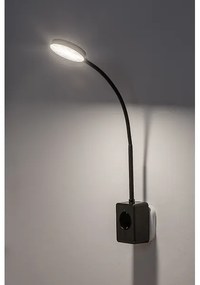 Rabalux 71284 - Lampada da parete LED dimmerabile TIVRO 4W/230V con porta USB da collegare alla presa, nera