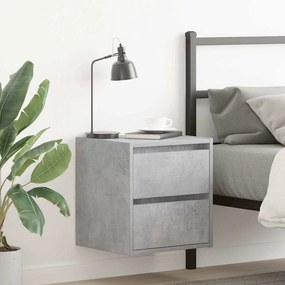 Comodini A Muro 2 Pz Grigio Cemento 38x34x40 Cm /
