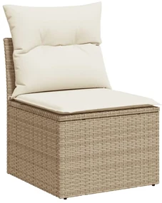 Set divano da giardino 4 pz con cuscini beige in polyrattan